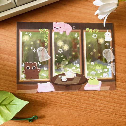 April Ko-Fi Sticker Sheet + Print + Socks Set - Matcha Tea House (Also available individually)