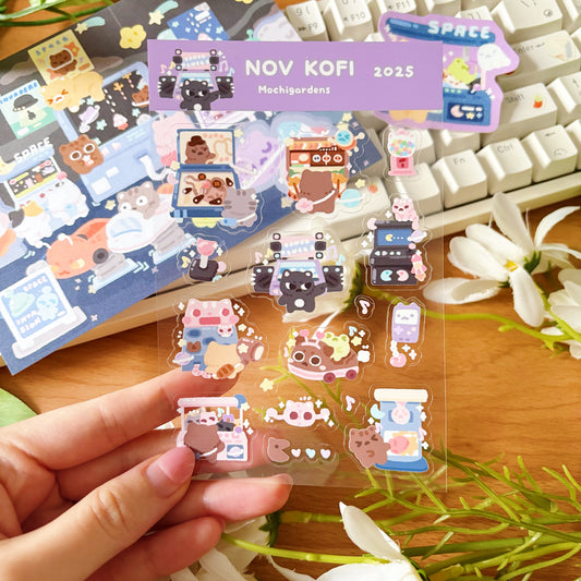 November Ko-Fi Sticker Sheet + Print Set - Arcade (Also available individually)