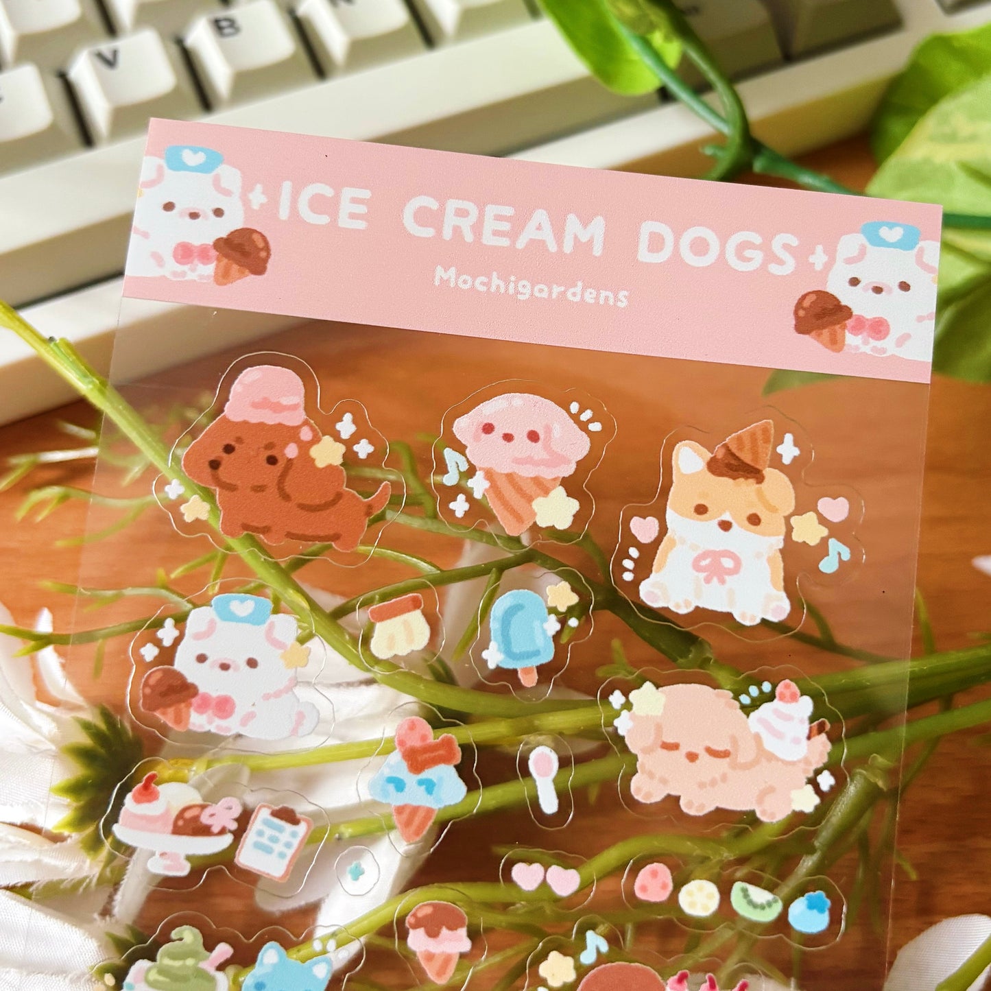 Ice Cream Dogs Transparent Sticker Sheet