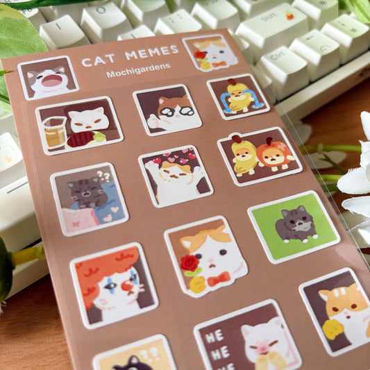 Cat Memes Transparent Sticker Sheet