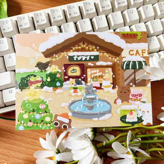 December Ko-Fi Sticker Sheet + Print Set - Cozy Winter (Also available individually)