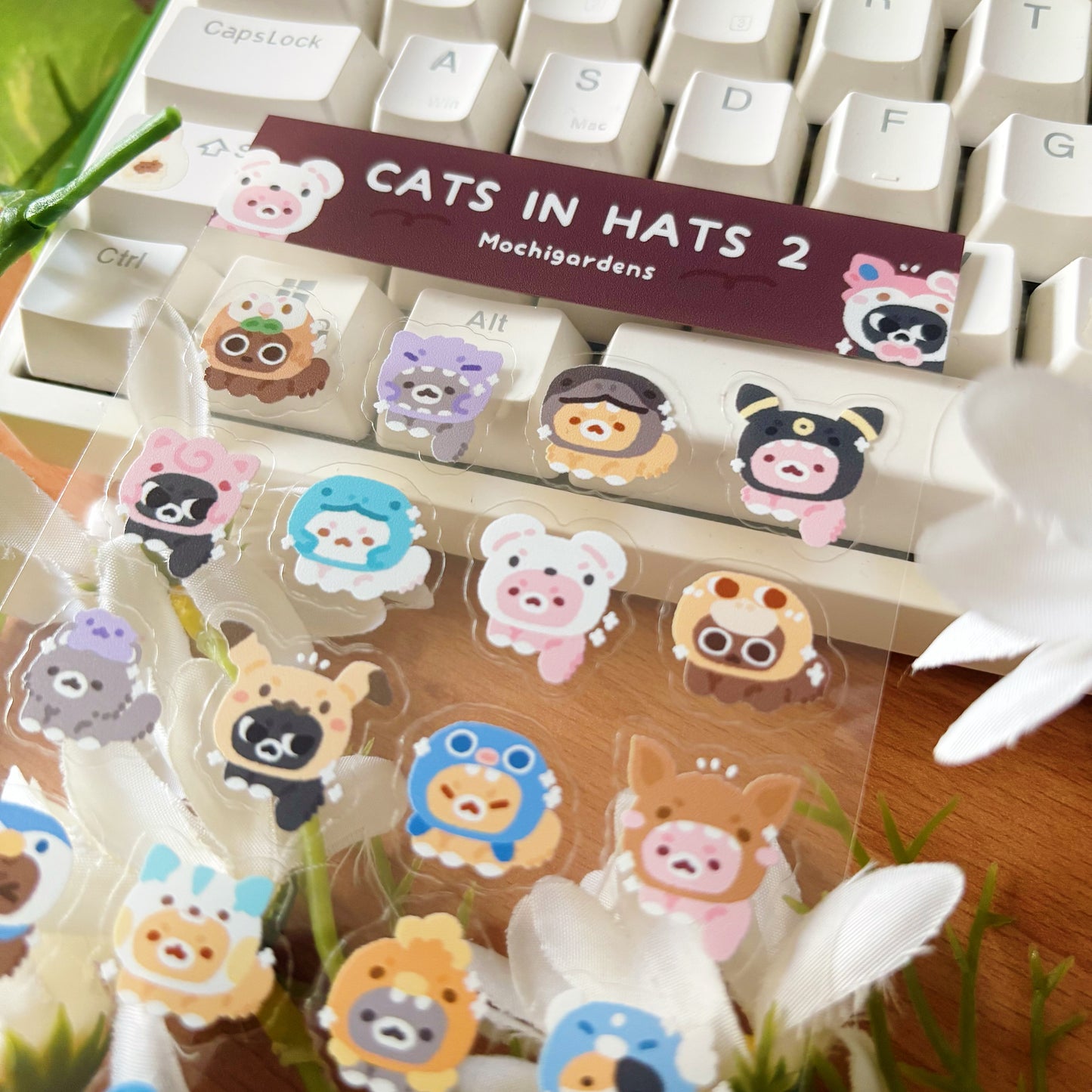 Cats in Hats 2 Transparent Sticker Sheet