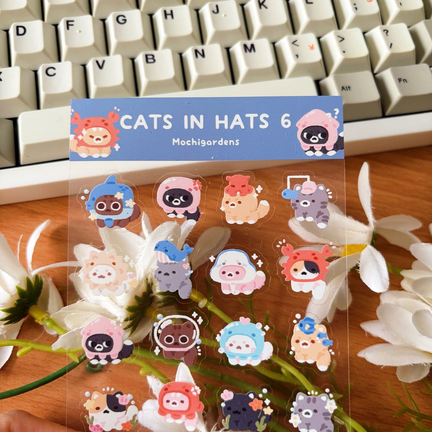 Cats in Hats 6 Transparent Sticker Sheet