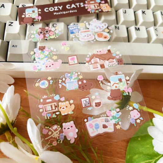 Cozy Cats Transparent Sticker Sheet
