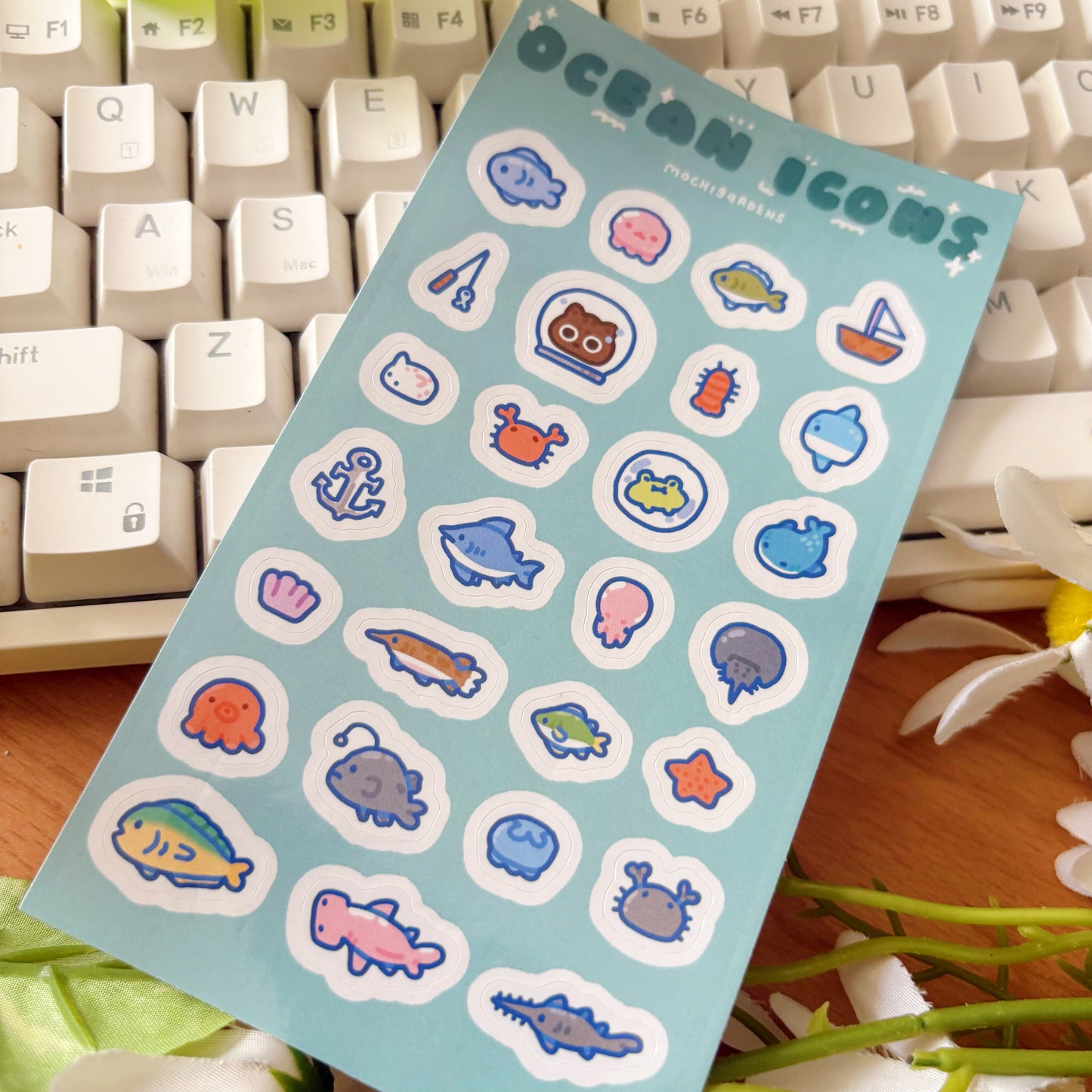 Ocean Icons Glossy Sticker Sheet