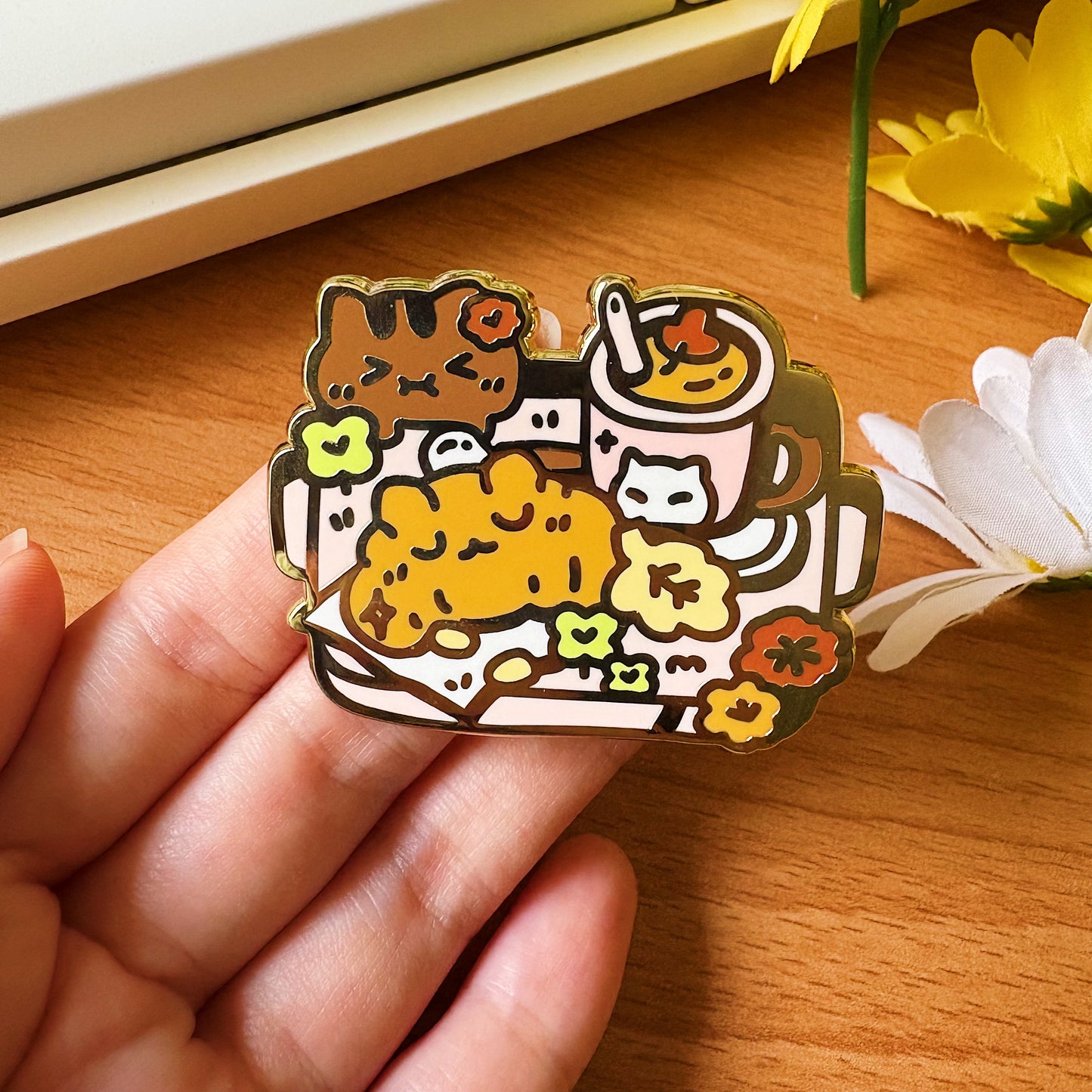 Purr-sant Latte Set Enamel Pin