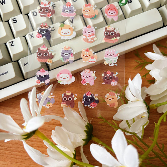 Cats in Hats 7 Transparent Sticker Sheet