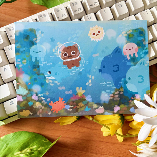 June Ko-Fi Sticker Sheet + Print Set - Ocean (Also available individually)