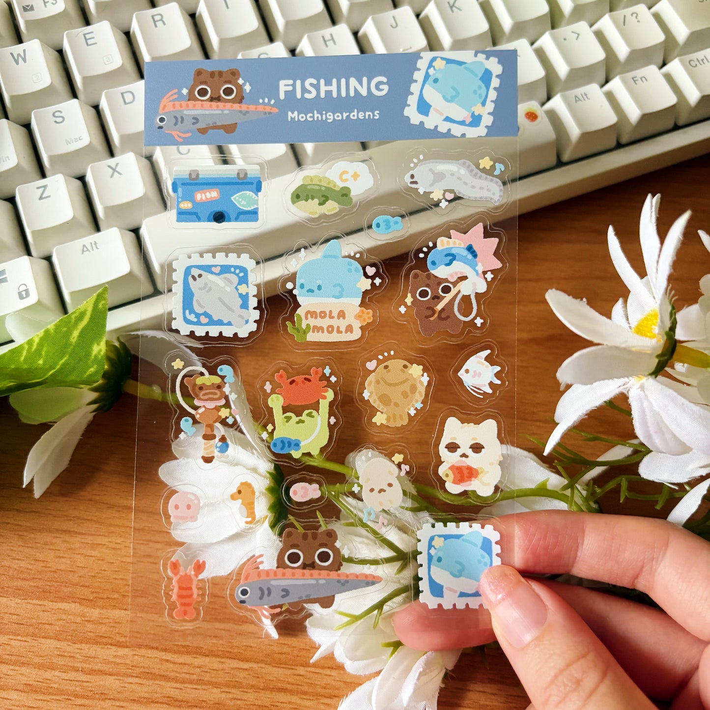 Fishing Transparent Sticker Sheet