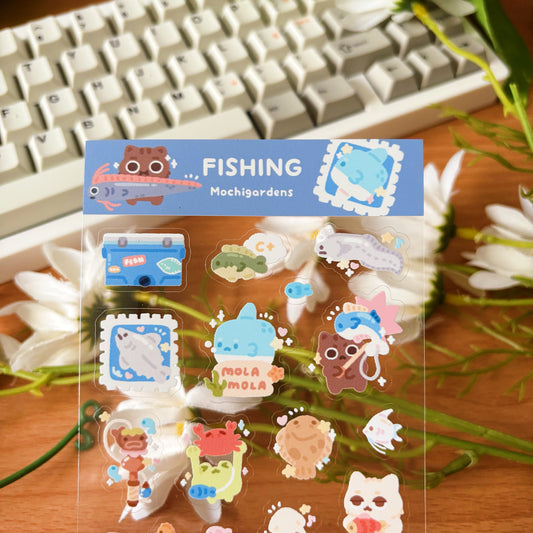 Fishing Transparent Sticker Sheet