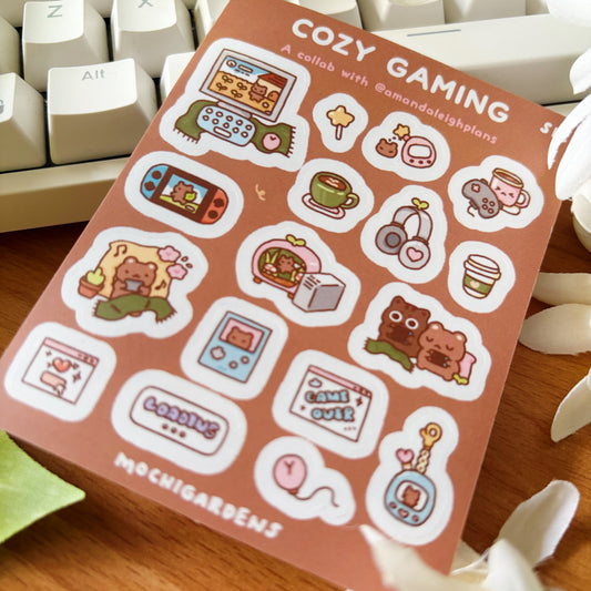 Cozy Gaming Vinyl Sticker Sheet