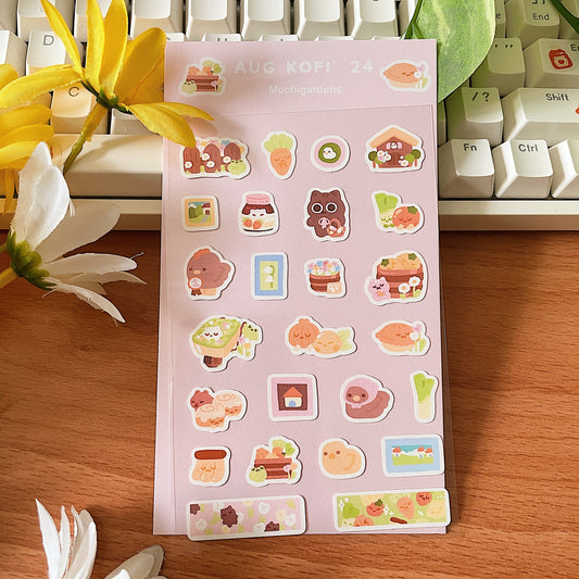 August Ko-Fi Sticker Sheet + Print Set - Farmer's Market (Also available individually)