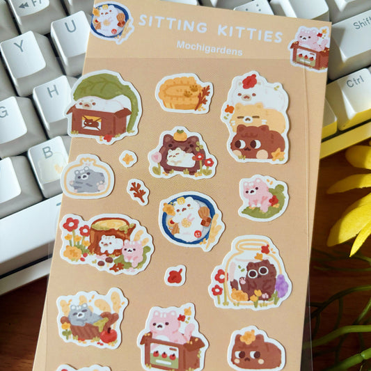 Sitting Kitties Sticker Sheet