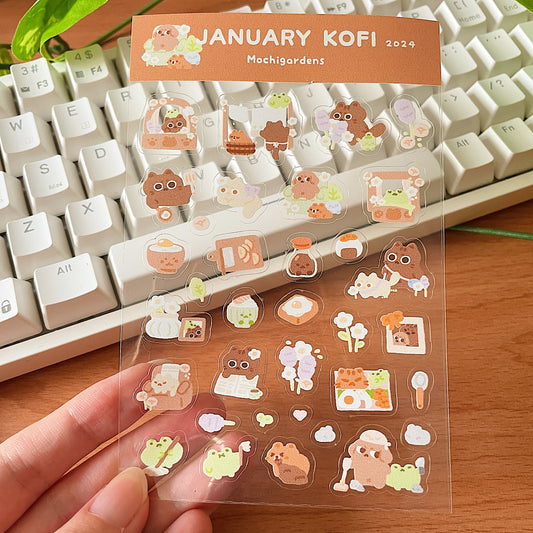 January Ko-Fi Sticker Sheet'24 - A Cozy Home *Waterproof