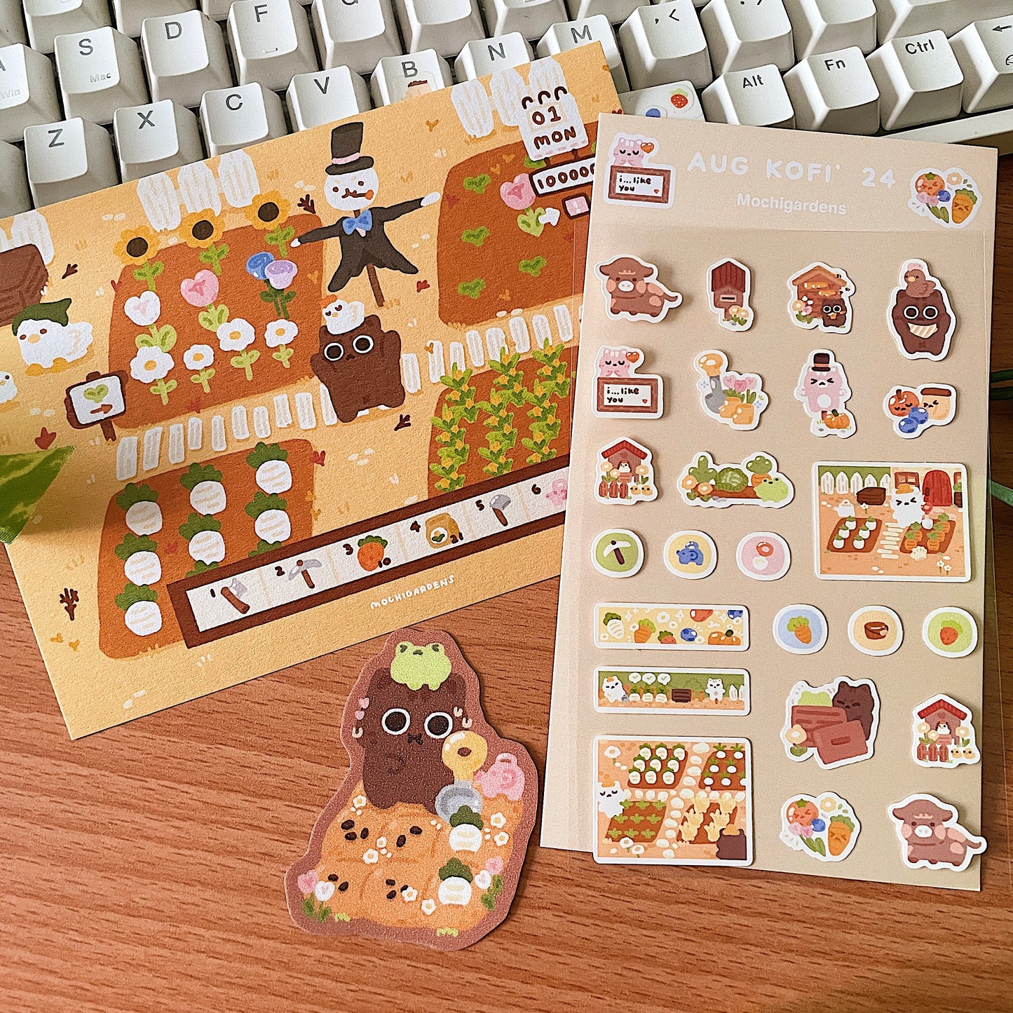 September Ko-Fi Sticker Sheet + Print Set - Farming Game (Also available individually)