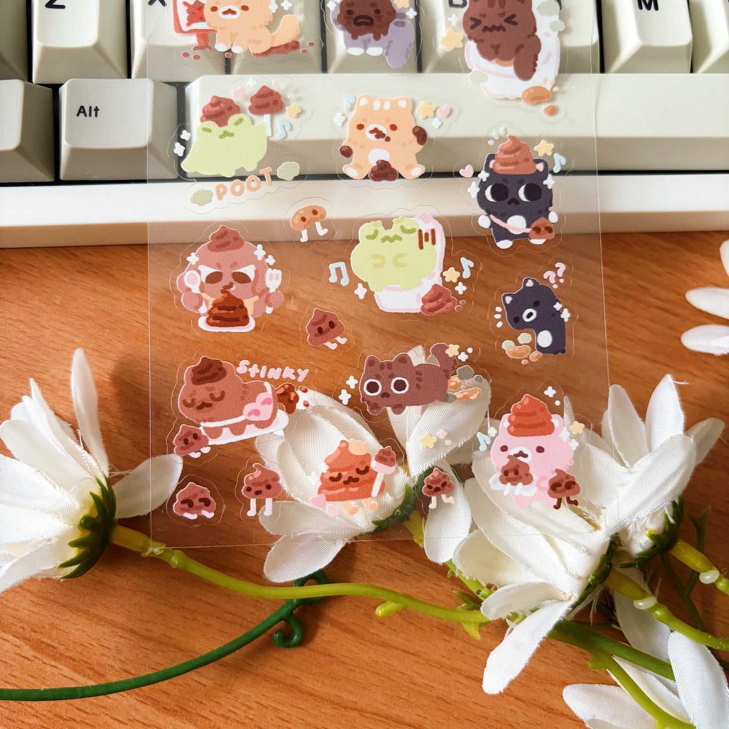 Pooping Transparent Sticker Sheet