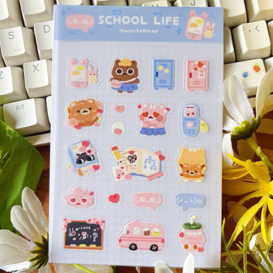 School Life Transparent Sticker Sheet