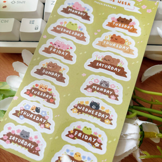 Days of the Week Glossy Sticker Sheet - Assorted