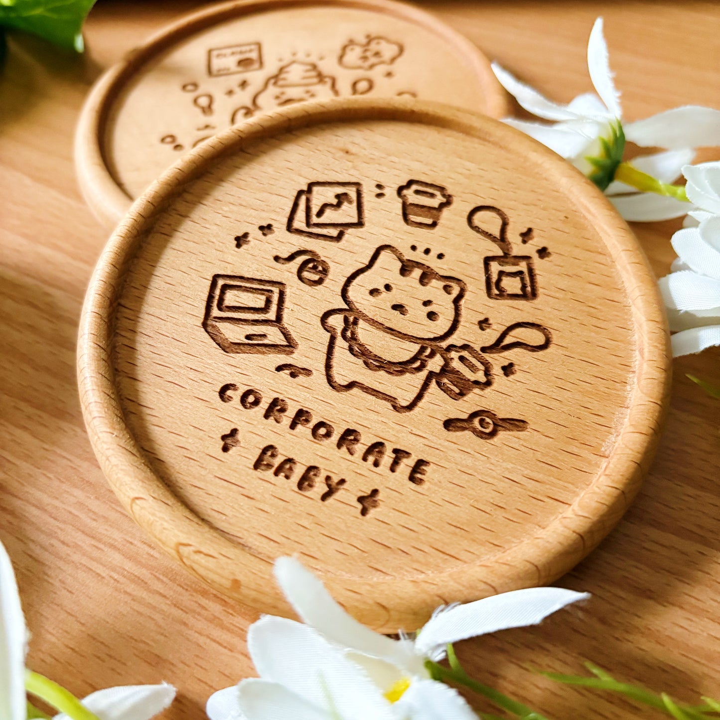 Corporate Baby Wooden Coaster