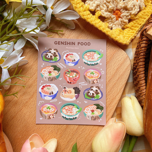 Assorted Waterproof Genshin Food Vinyl Sticker Sheets