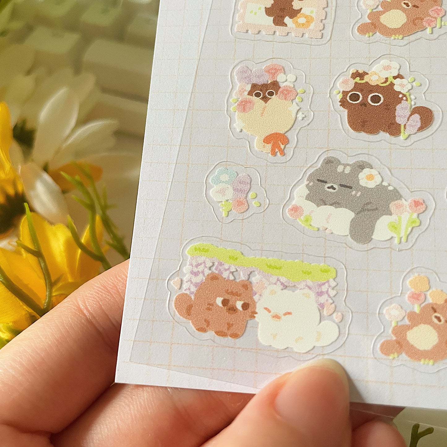 Flower Kitties Transparent Sticker Sheet