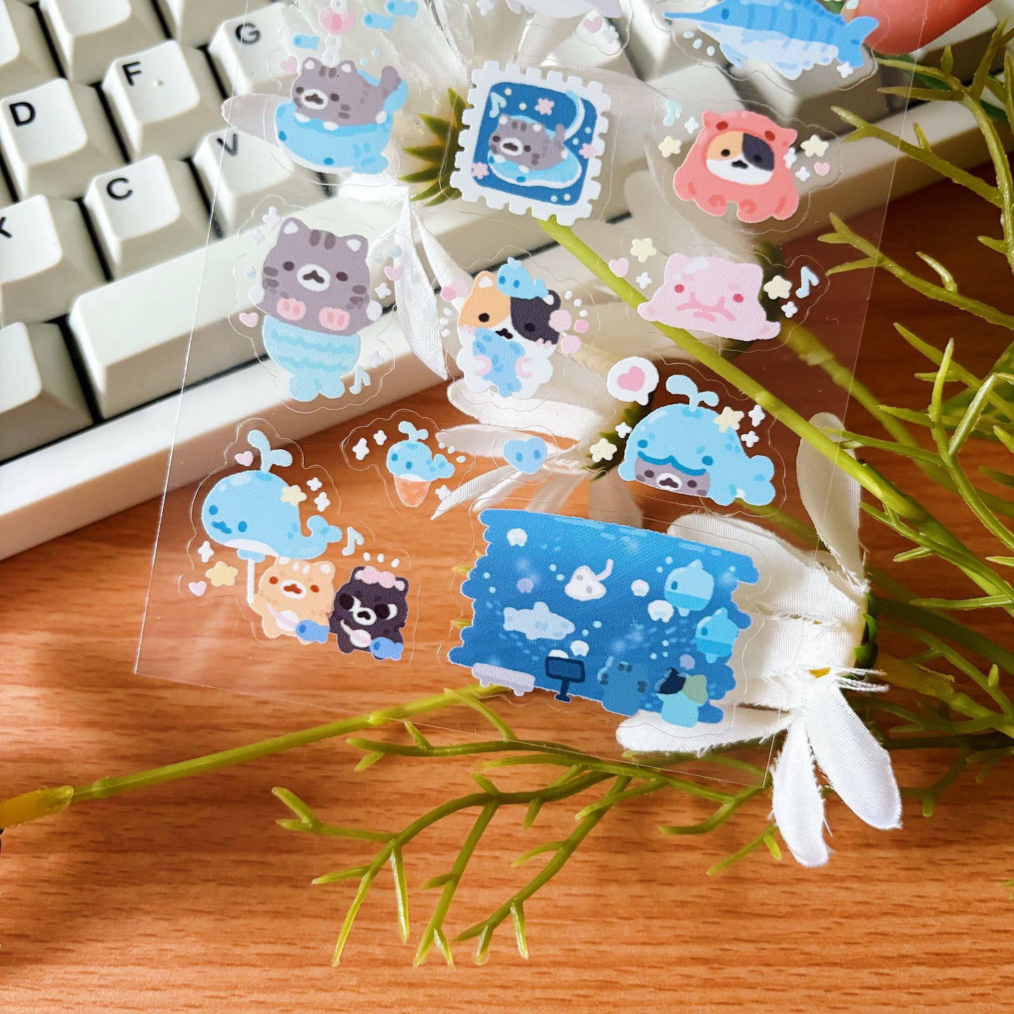 Whiskers' Aquarium Transparent Sticker Sheet