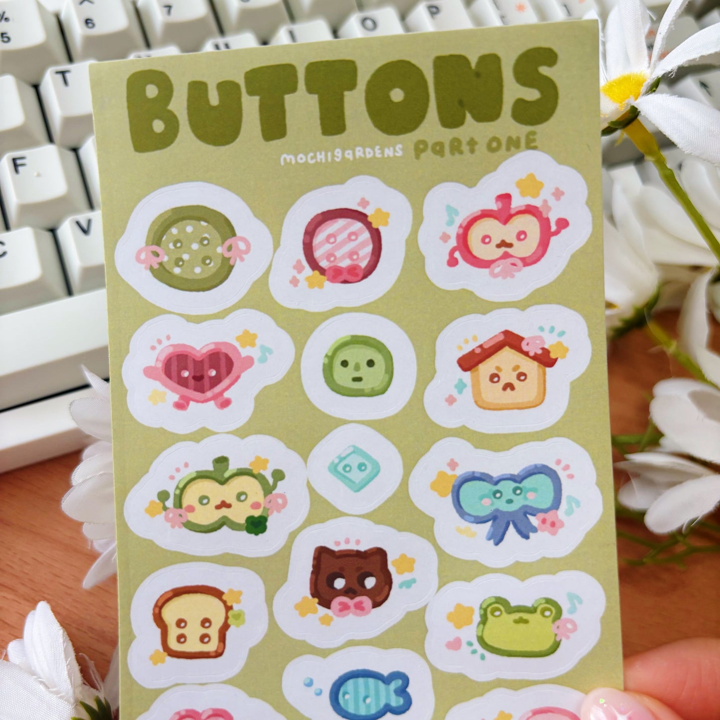 Buttons Vinyl Sticker Sheet