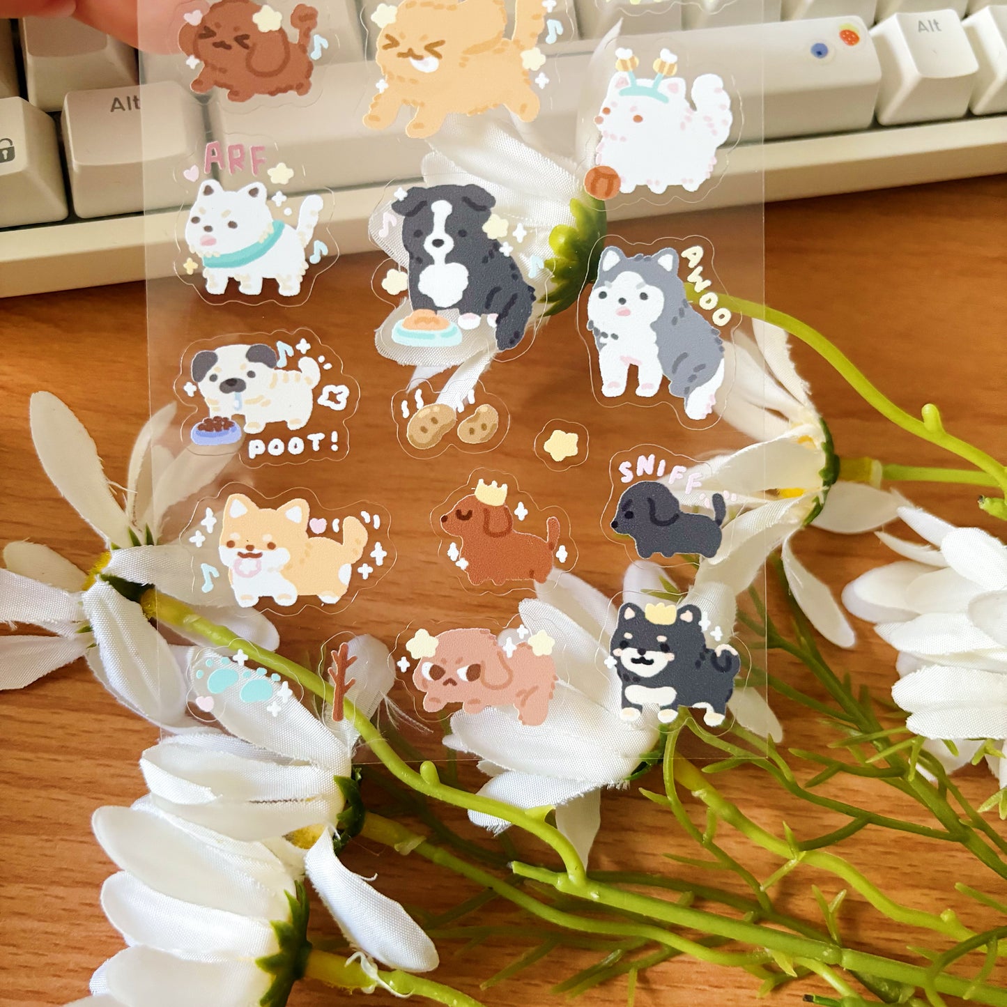 Dogs Doing Things Transparent Sticker Sheet