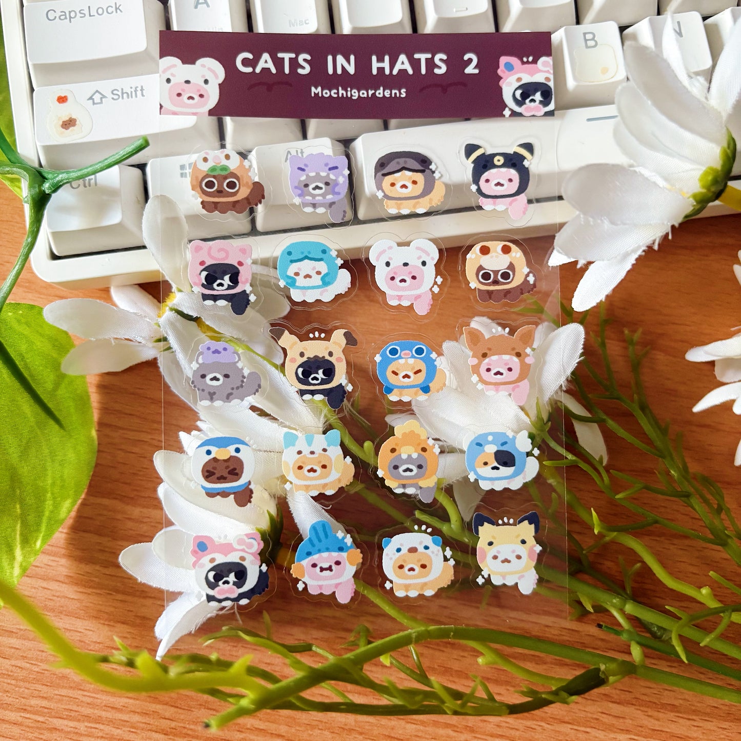 Cats in Hats 2 Transparent Sticker Sheet