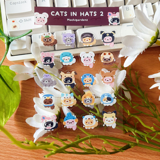 Cats in Hats 2 Transparent Sticker Sheet