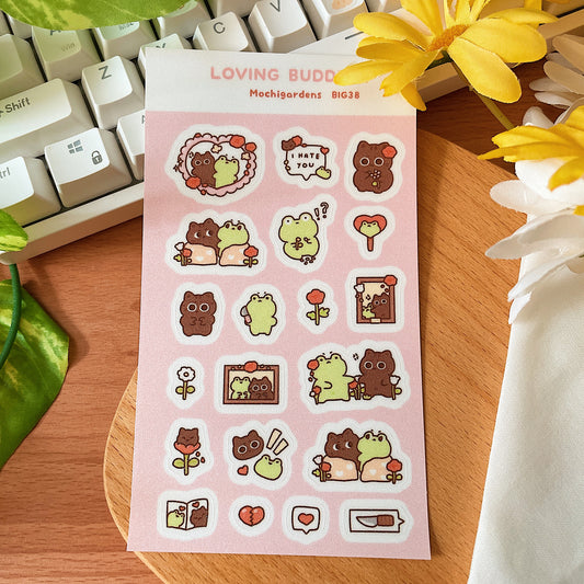 Loving Buddies Vinyl Glitter Sticker Sheet