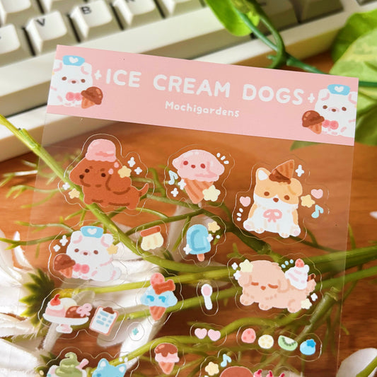 Ice Cream Dogs Transparent Sticker Sheet