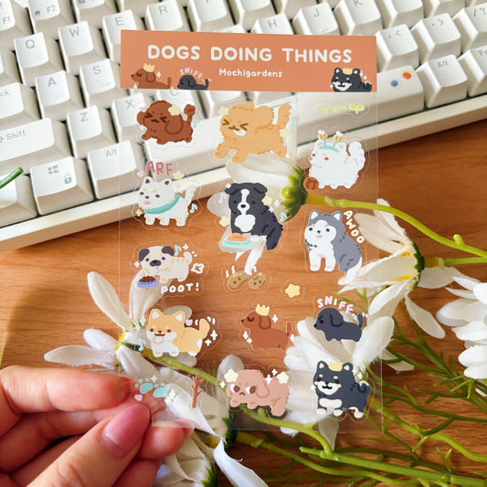 Dogs Doing Things Transparent Sticker Sheet