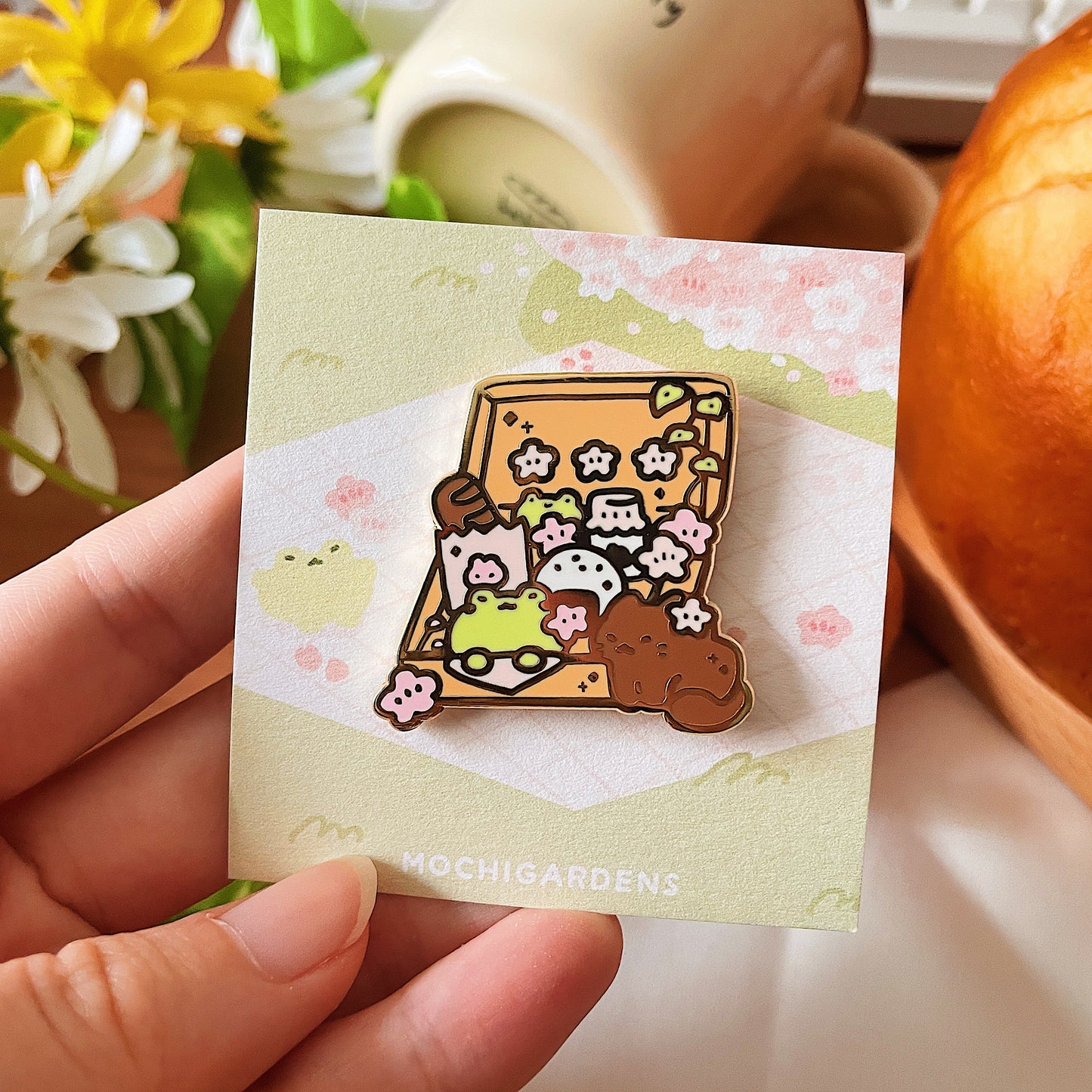 Sakura Picnic Basket Enamel Pin