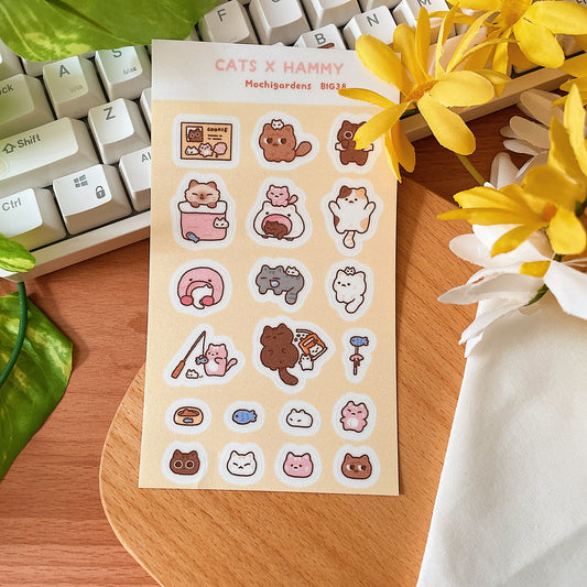 Cats x Hammy Vinyl Glitter Sticker Sheet