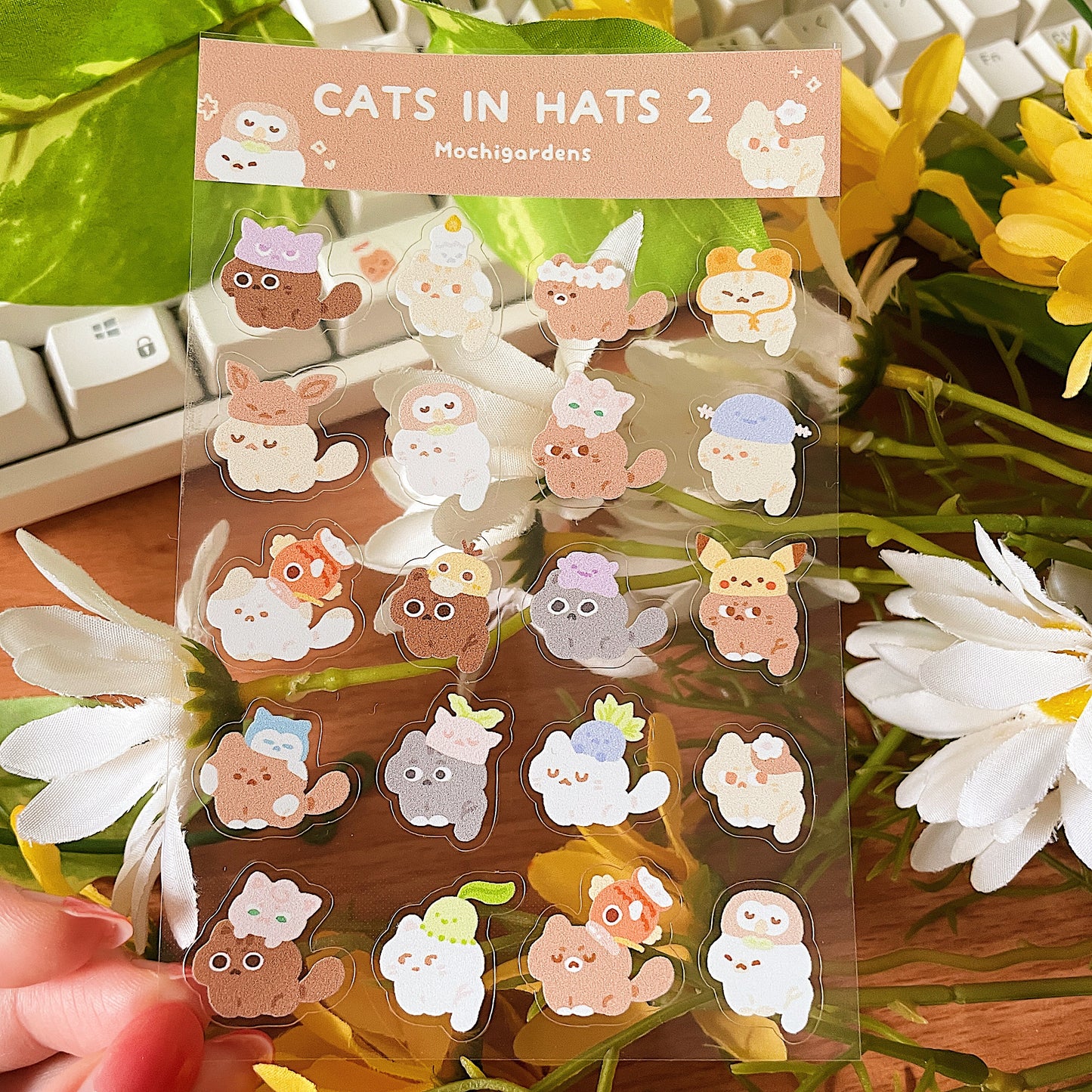 *Restocked* Cats in Hats 2 Transparent Sticker Sheet