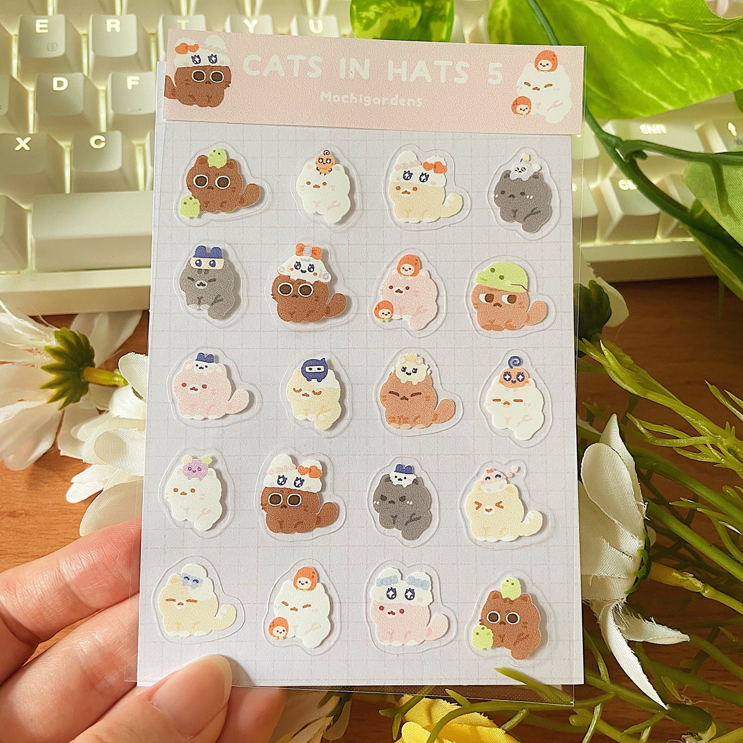 Cats in Hats 5 Transparent Sticker Sheet