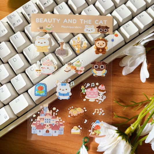 Beauty and the Cat Transparent Sticker Sheet