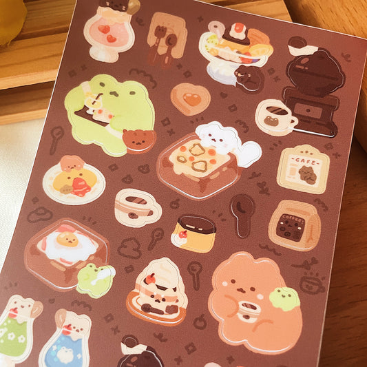 May Ko-Fi Sticker Sheet - Retro Japanese Cafe *Waterproof