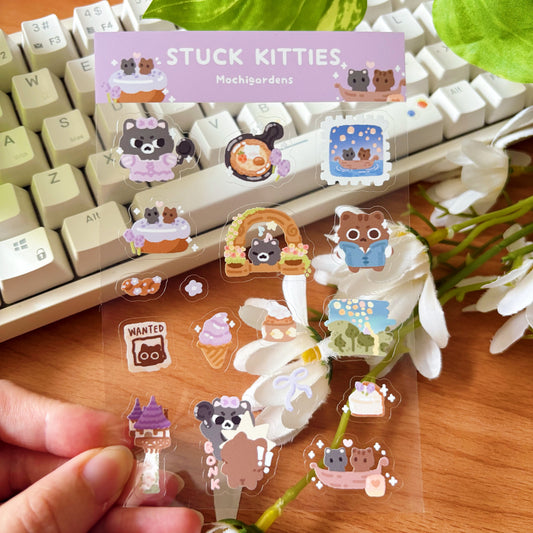 Stuck Kitties Transparent Sticker Sheet