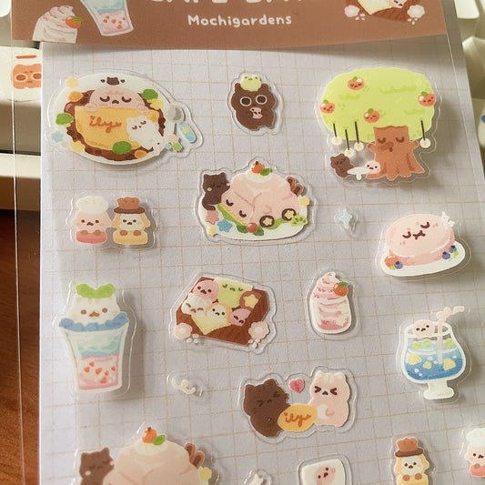 Cafe Date Transparent Sticker Sheet