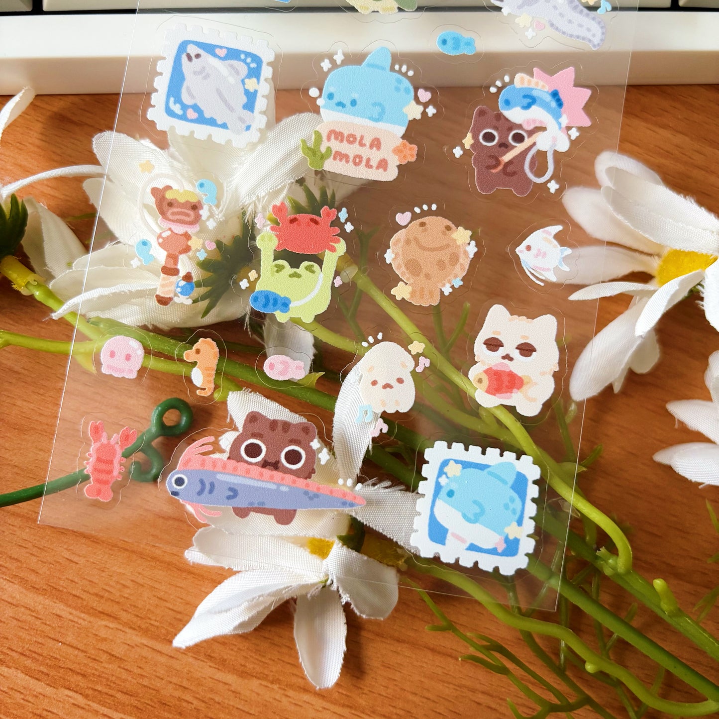 Fishing Transparent Sticker Sheet
