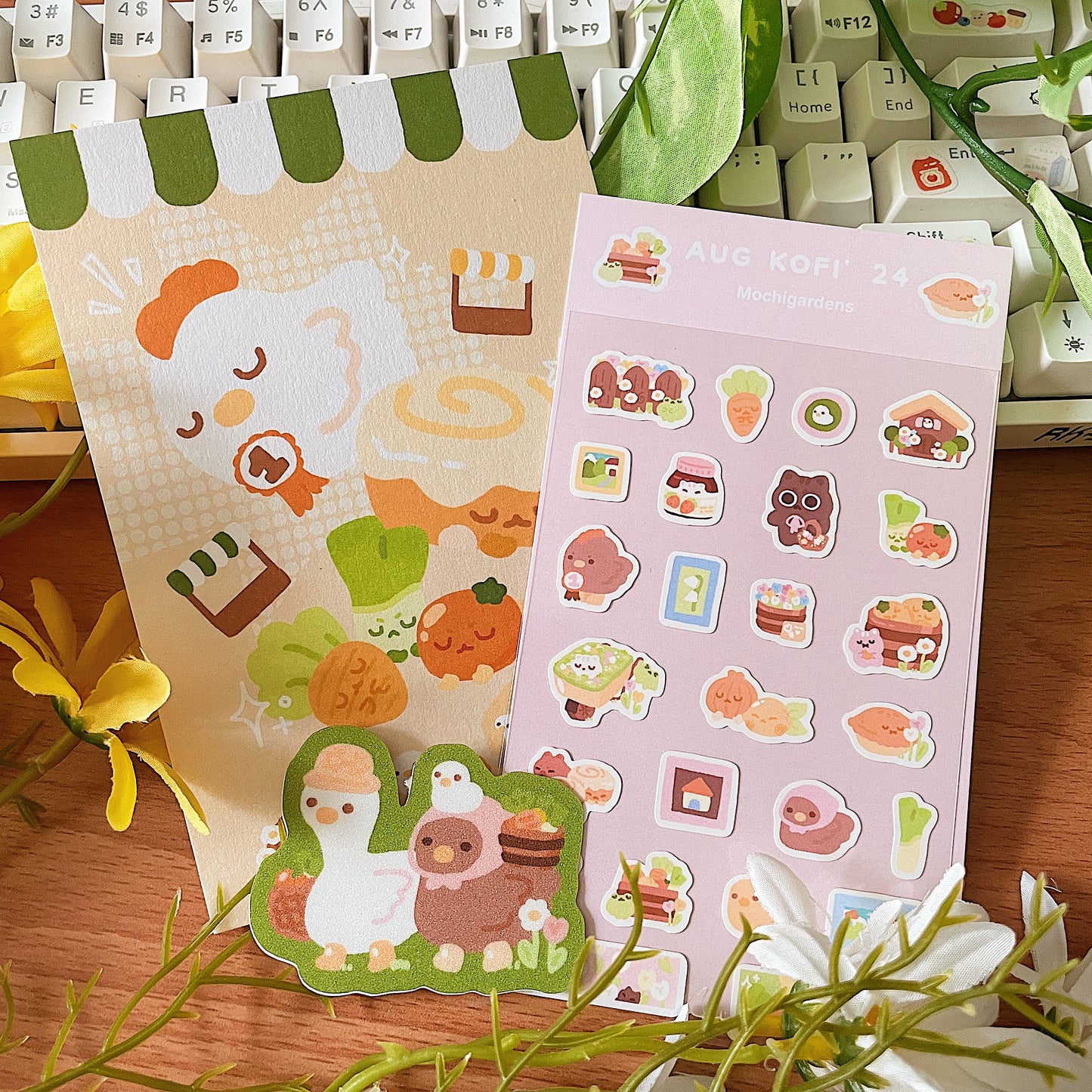 August Ko-Fi Sticker Sheet + Print Set - Farmer's Market (Also available individually)