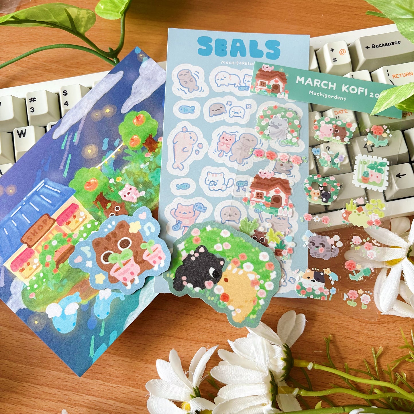 March Ko-Fi Sticker Sheet + Print Set - Secret Garden (Also available individually)