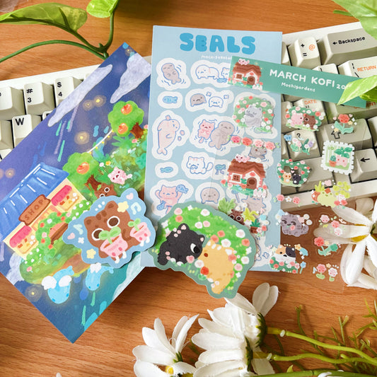 March Ko-Fi Sticker Sheet + Print Set - Secret Garden (Also available individually)