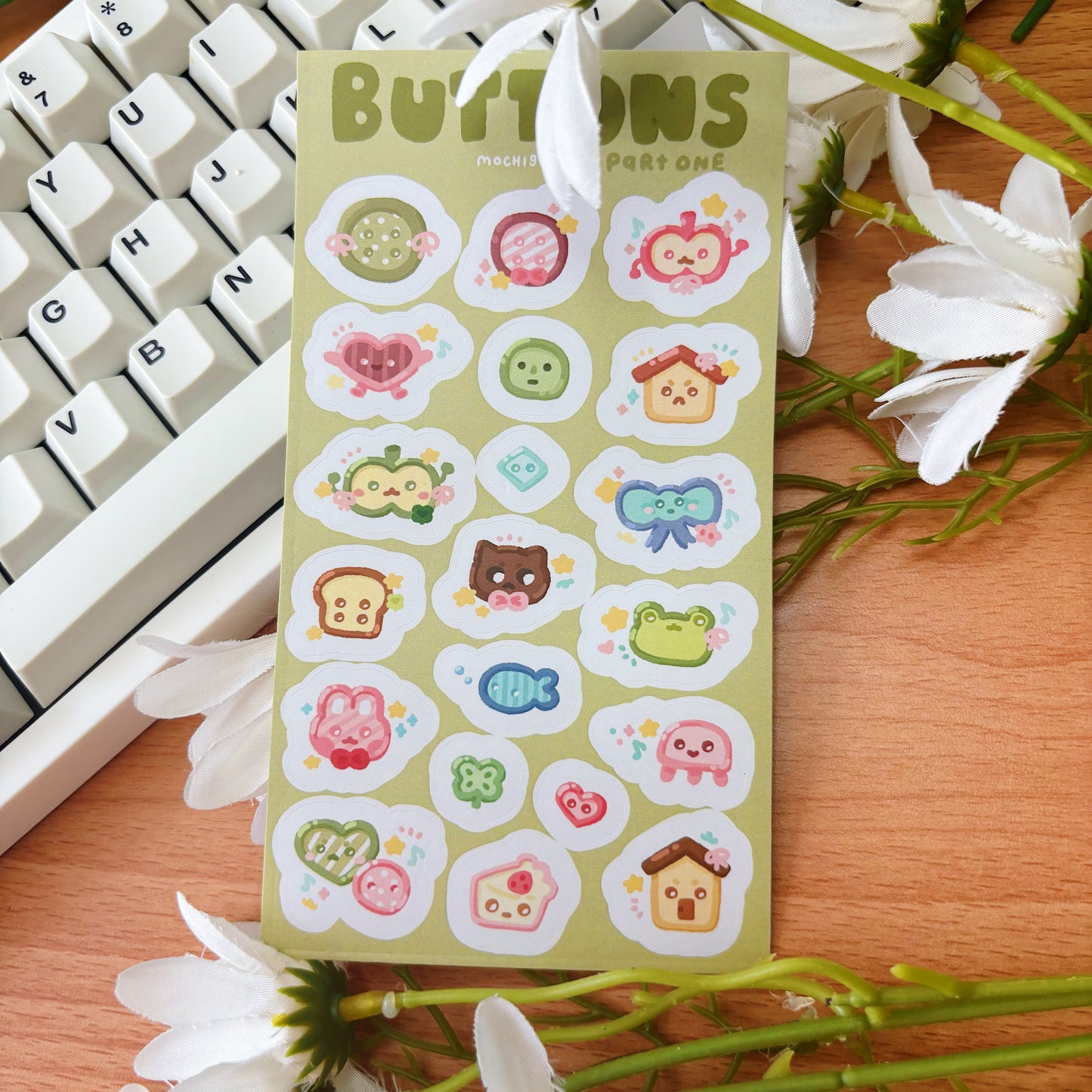 Buttons Vinyl Sticker Sheet