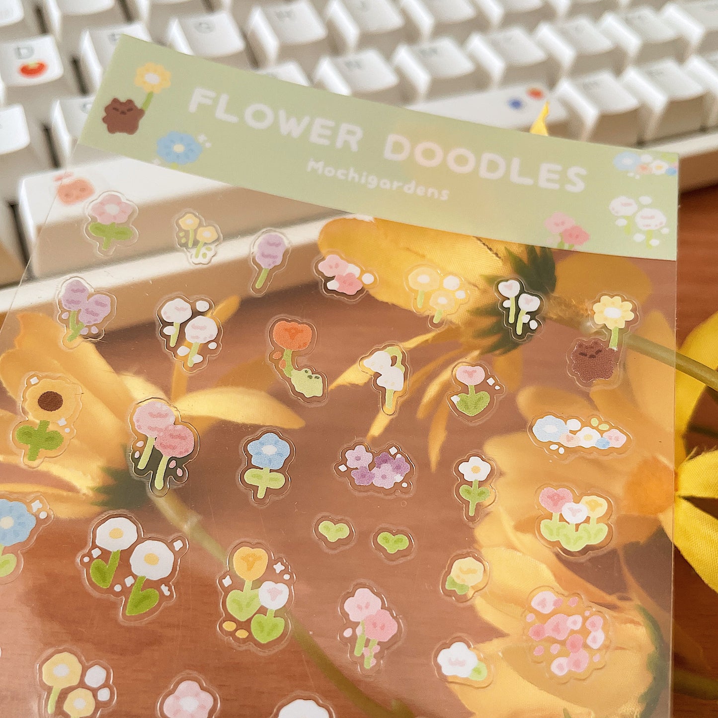 Flower Doodles Transparent Sticker Sheet