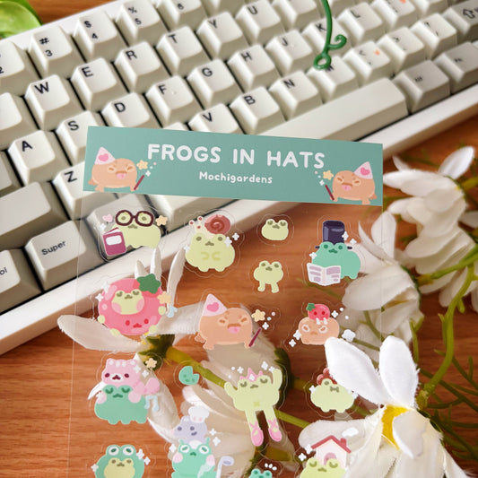 Frogs in Hats Transparent Sticker Sheet
