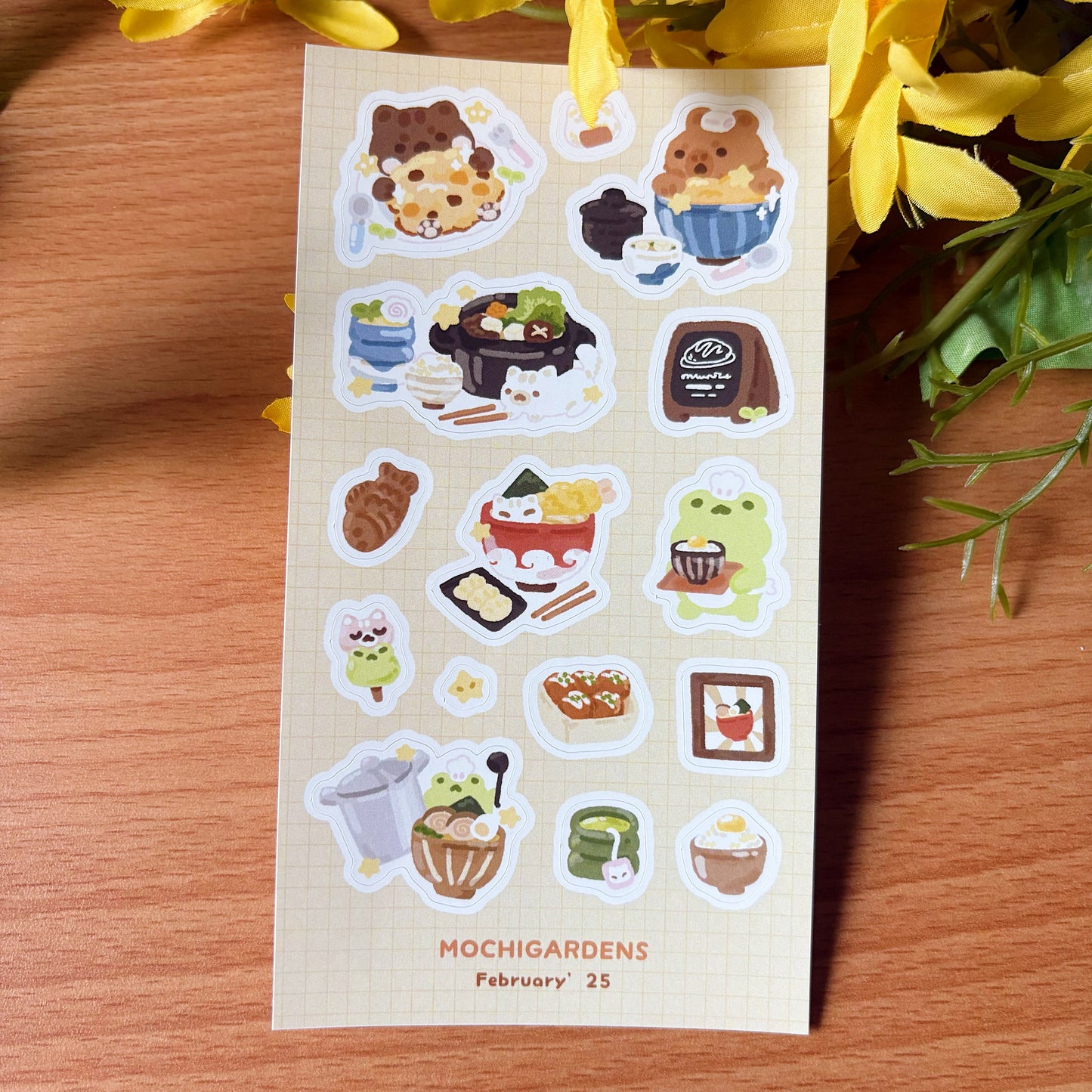 February Ko-Fi Sticker Sheet + Print Set - Japanese Food (Also available individually)