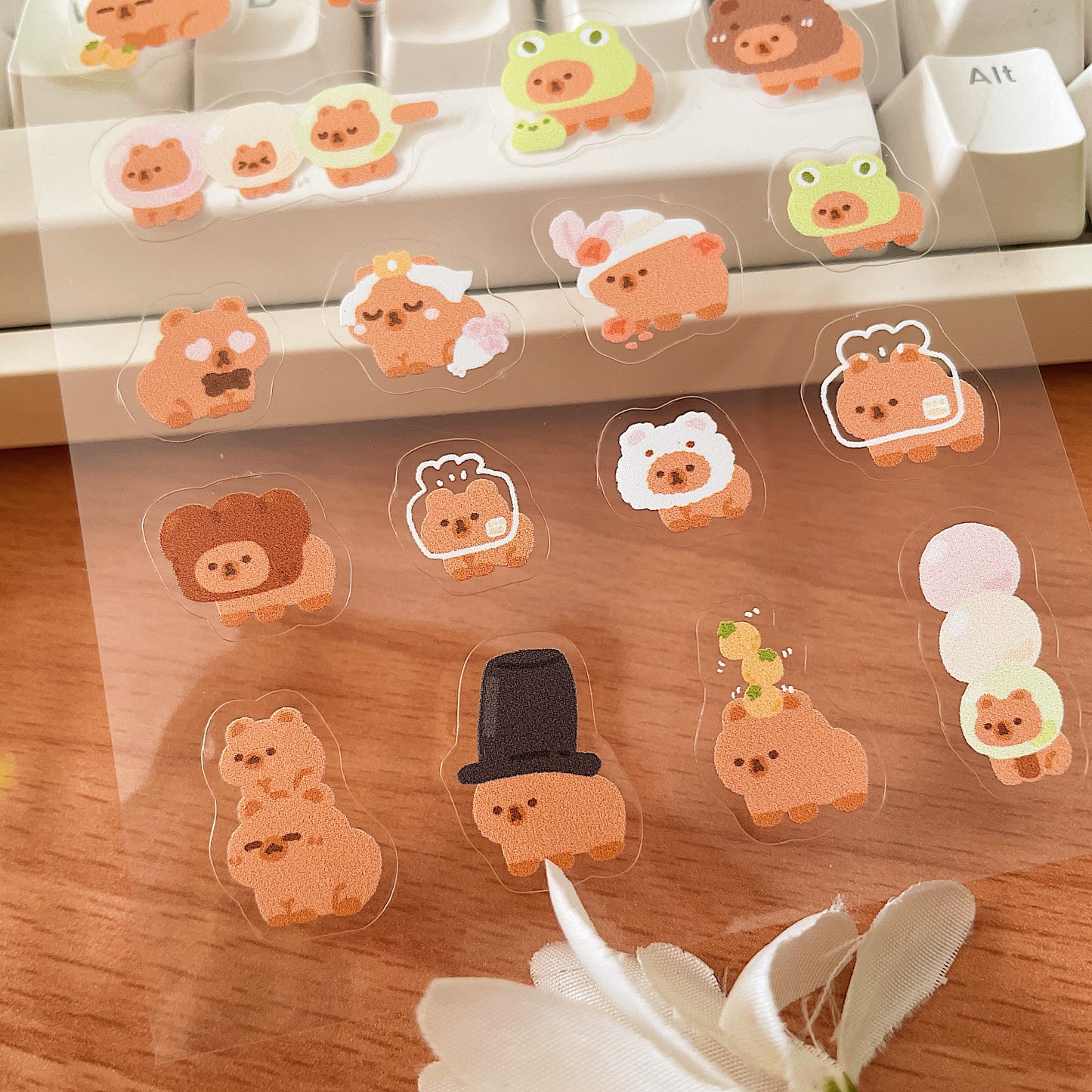 Capy in Hats Transparent Sticker Sheet